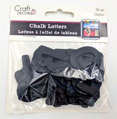 Chalk Wood letters Black 26pc (1.2")
