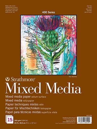 Mixed Media paper pad 184lb (300g) 9x12 (15 sheets) serie 400 Strathmore