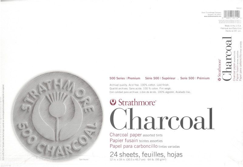 Tablette de papier fusain Teintes assorties 64 lb (95g) 12x18 (24 feuilles) série 500 Strathmore
