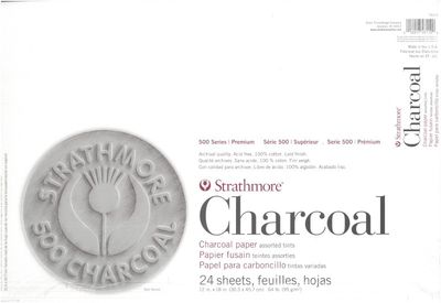 Tablette de papier fusain Teintes assorties 64 lb (95g) 12x18 (24 feuilles) série 500 Strathmore