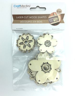 Découpe au laser Fleurs 8 morceaux