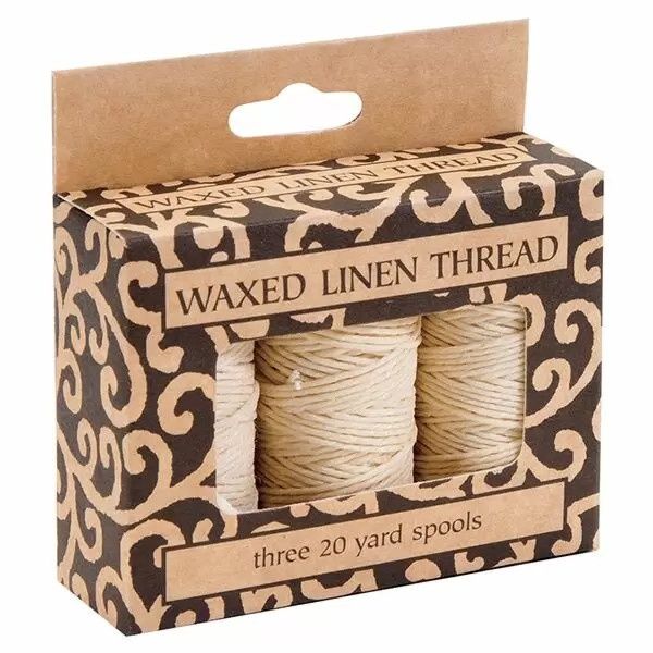Waxed Linen Thread, Natural 20 yd roll (3) Lineco