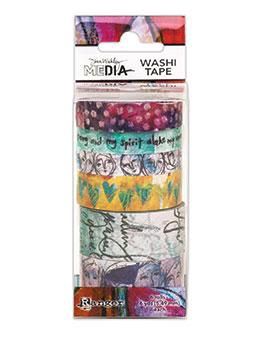 Ruban Washi Écritures et visages (Ens. de 6) Ranger