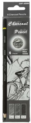 Charcoal Pencil Set (2 each soft, medium & hard) Pacific arc