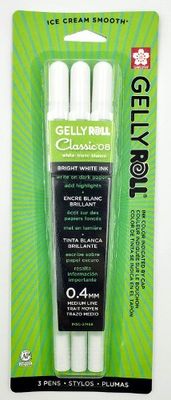 Crayon gel 0.4mm moyen blanc Gellyroll (3)