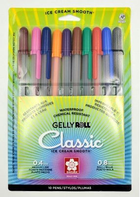 Ens. de crayon gel 0.4mm moyen multi couleurs Gellyroll (10)