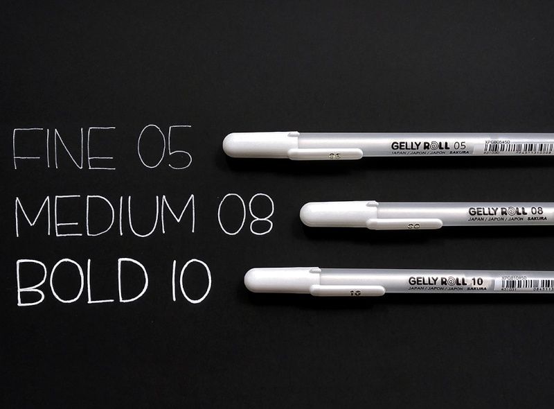 Gellyroll Pens White (set of 3) 0.3mm, 0.4mm and 1mm