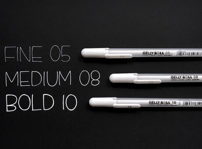 Crayons gel blanc Gellyroll (ens. de 3) 0.3mm, 0.4mm and 1mm