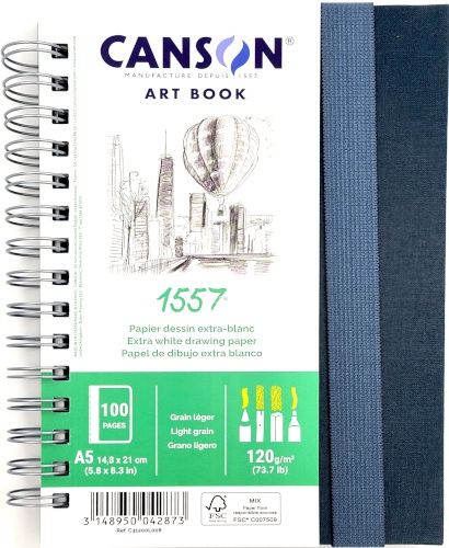 Extra white Drawing paper Art book 73.7lbs A5 5.8"x8.3" Canson