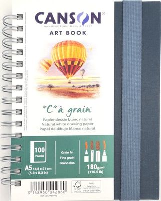 Carnet ¨C¨à grain dessin blanc naturel 110.5lbs A5 5.8"x8.3" Canson