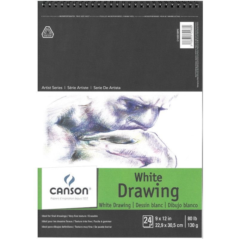 Pure White Drawing pad 9x12 (24 sheets) Canson