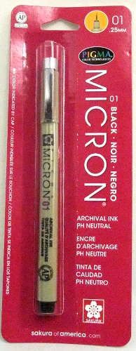 Black Pen archival ink Pigma Micron 01 PH neutral Sakura