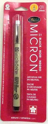 Crayon stylo d'encre d'archivage Noir .25mm no. 01 Pigma Micron PH neutre Sakura