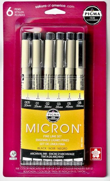 Pens Pigma micron 005 Black set of 6 archival ink Sakura