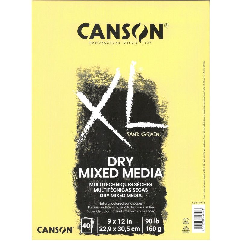 XL Sand grain pad - natural - 160g 9X12 (40 sheets) Canson