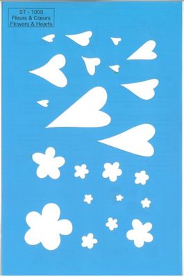 Pochoir Fleurs & Coeurs 5.5"x8.5" ST-1009