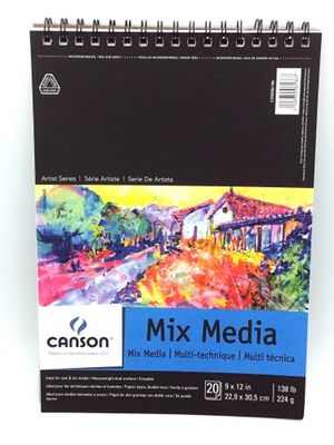 Pad de papier Multi-technique 9"x12" Canson 20 feuilles 138 lbs