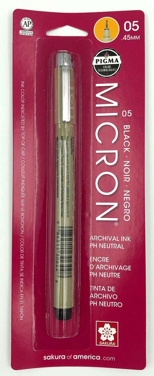 Black Pen archival ink .45mm #05 PH neutral Pigma Micron Sakura