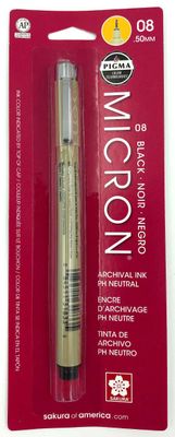 Crayon stylo d'encre d'archivage Noir .50mm no. 08 Pigma Micron PH neutre Sakura