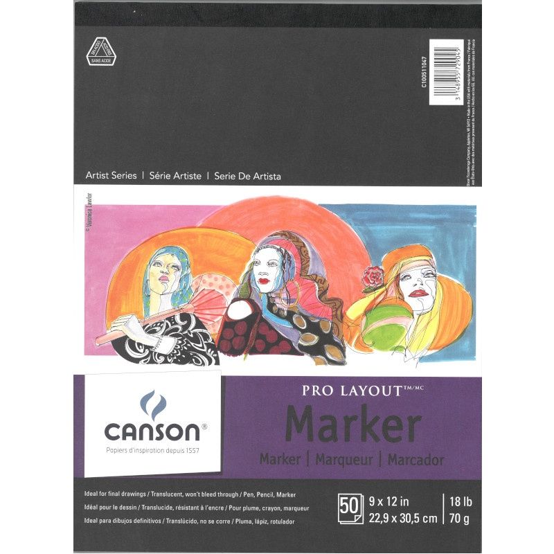 Pro Layout Marker paper pad 18lb (70g) 9X12 (50 sheets) Canson
