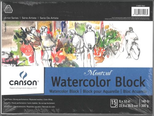 Bloc de papier aquarelle 9"x12" Canson Montval 15 feuilles 140 lbs