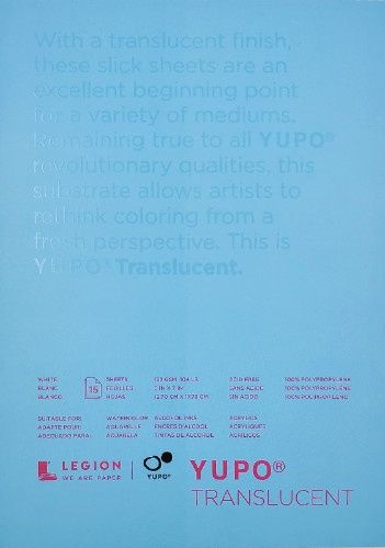 Feuilles papier yupo translucide 104lb 5"x7" (15)