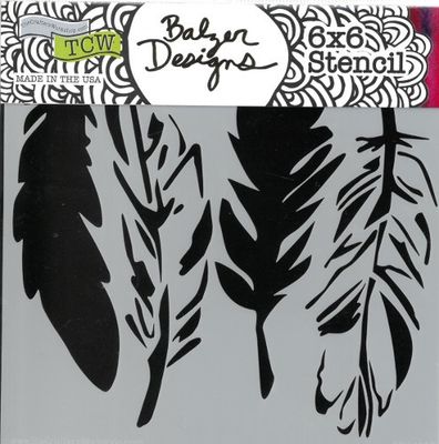 Pochoir Mini 4 Feathers 6"x6" TCW405s