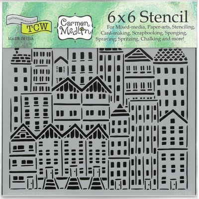 Pochoir Bâtiments de la Cité 6"x6" TCW729s