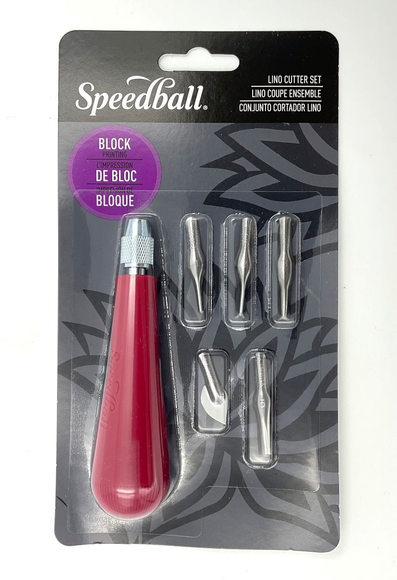 Ens. Couteau à linogravure #1 (manche + 1 lame de chaque no 1, 2, 3, 5, 6) Speedball