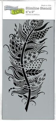 Pochoir allongé Plumes à motifs 4"x9" TCW2330