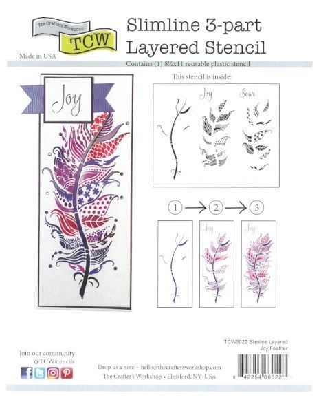 Stencil Joy Feather (3 layers)3 1/4"x8 1/4" TCW6022