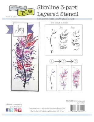 Stencil Plume de joie (3 étapes) 3 1/4"x8 1/4" TCW6022