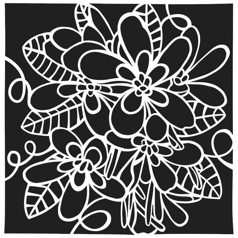 Stencil Mini Flower Cluster 6"x6" TCW1066s