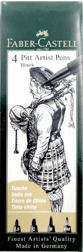 Pens Pitt artist Black set (4) India ink