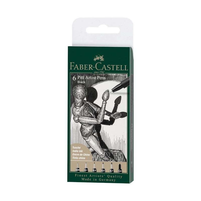 Crayons Pitt artist noir ens. de 6 encre de chine