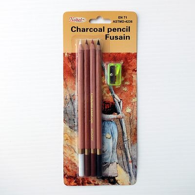 Charcoal pencils with pencil sharpener set of 4 NB 705-S4 Nobel