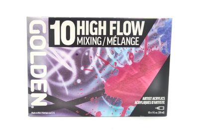 Ens. acrylique High Flow Golden - 10 couleurs assorties 1oz/30ml