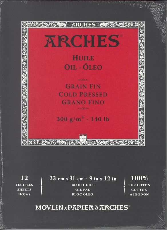 Tablette de papier pour l'huile, pressé à froid 9 Tablette de papier pour l'huile, pressé à froid 9" x 12" - 140lb 100% coton Arches®