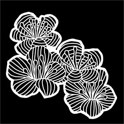 Pochoir Hawthorn Flowers 6"x6" TCW981s