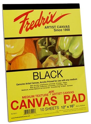 Black Canvas Pads 12"x16" Fredrix (10 sheets)