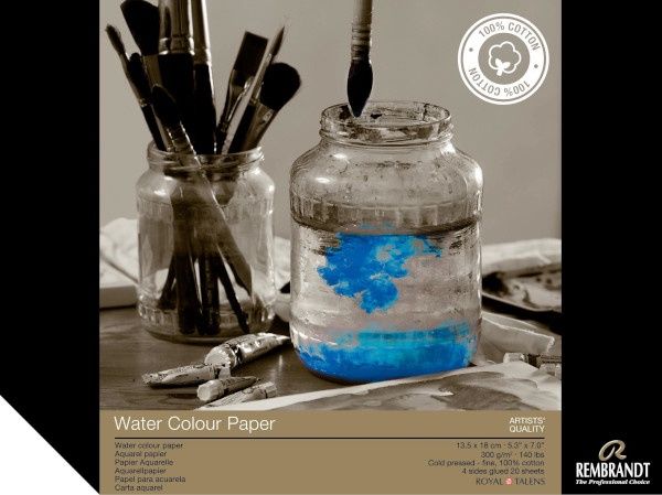 Rembrandt Watercolor Paper Block 300g 100% cotton cold press fine grain 5.3"x7"