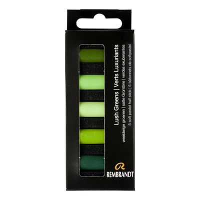 Pastels tendres en demi-bâtonnet Ens. Verts luxuriants (5) Rembrandt