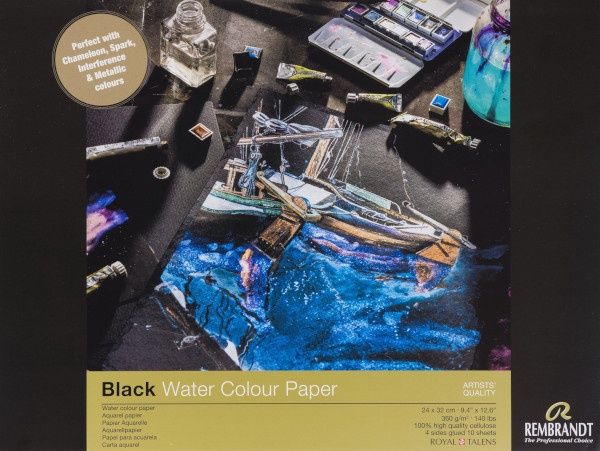 Rembrandt watercolor Paper Block 360g Black fine grain 9.4"x12.6"