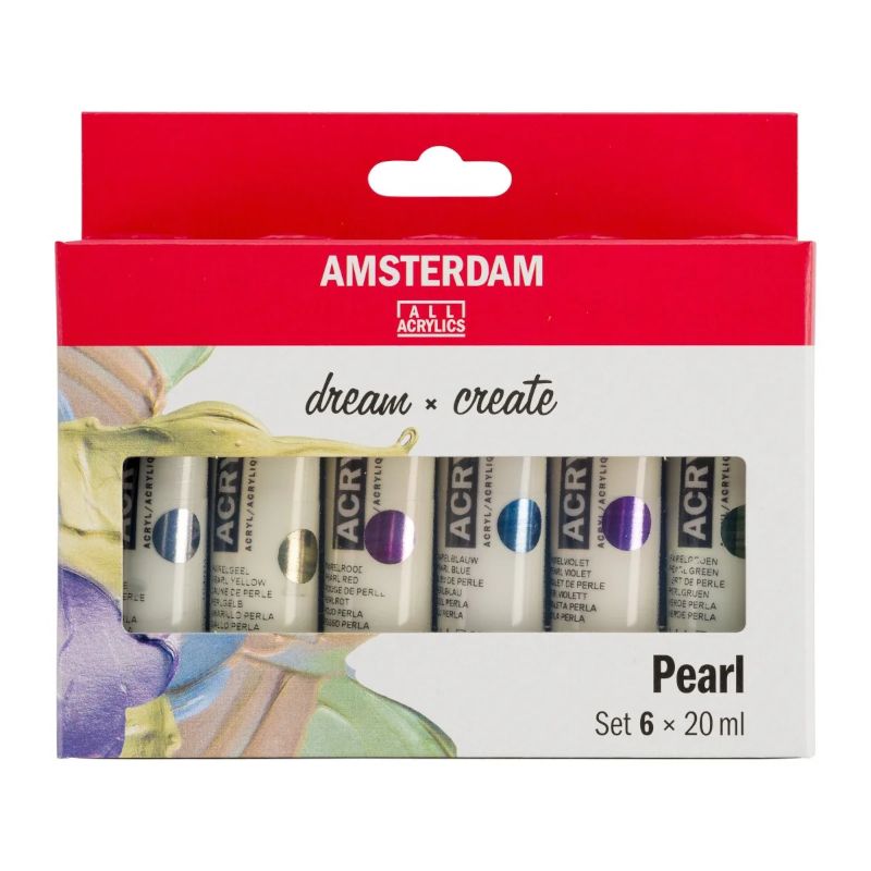 Ens. Peinture acrylique standard Amsterdam perle 6x20ml