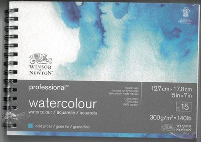 Bloc de papier professionnel aquarelle (Spiral) 140lb CP - 5x7" (15 feuilles) Winsor & Newton