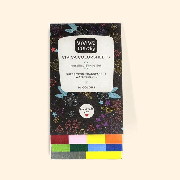 Aquarelle en feuilles Viviva - Ens. métallique de 10 couleurs