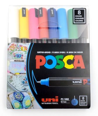 Marqueur Posca pointe extra fine 0.7mm PC-1MR ens. 8 couleurs de base