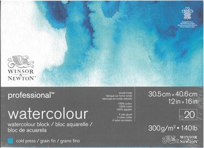 Bloc de papier professionnel aquarelle 140lb CP - 12x16" Winsor & Newton