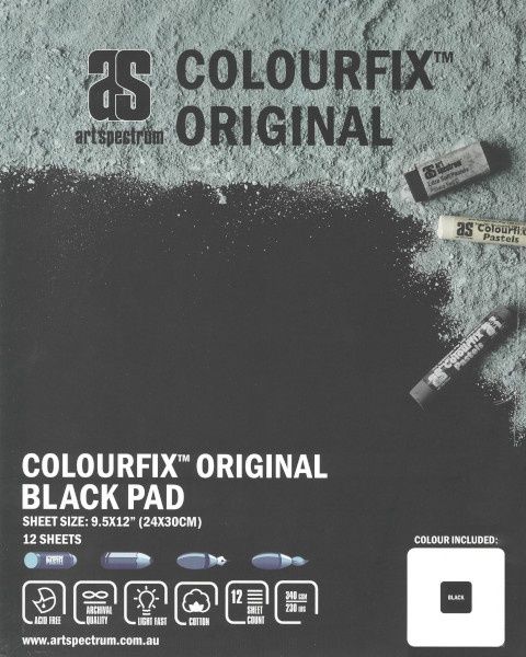 Toothy pastel paper - Black - 12 sheets 9.5x12 - Art Spectrum Colourfix