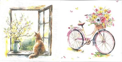 Serviettes de table - Vélo et Chat à la fenêtre (total de 10)